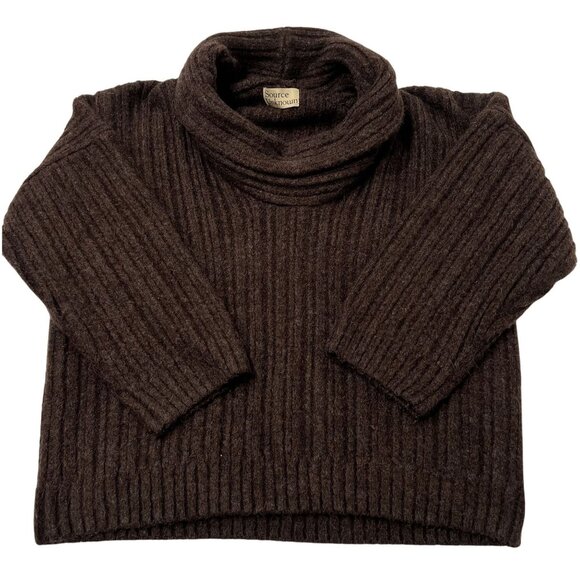 Source Unknown Becca Oversized High Roll Knit Pullover in Chocolate - Picture 1 of 5